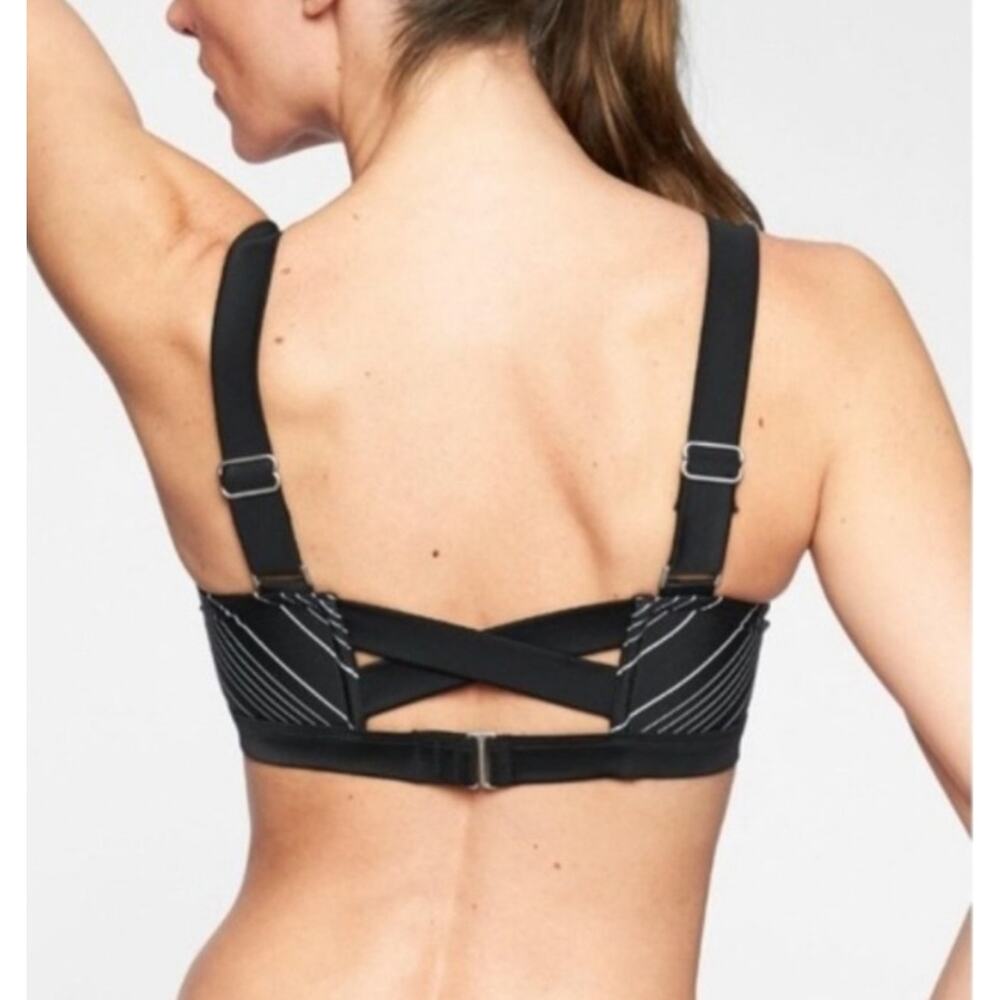 Athleta Quick Dri Bikini Top Black Chevron 34 b/c